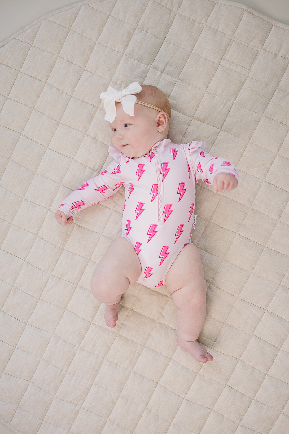 Long Sleeve Rash Guard Swimsuit | Pink Bolts