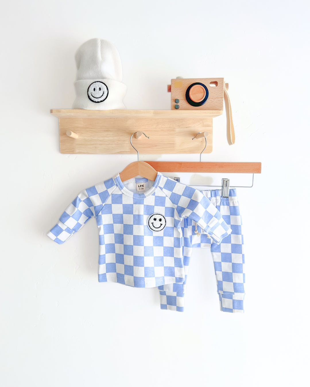 Checkered Smiley Lounge Set | Blue