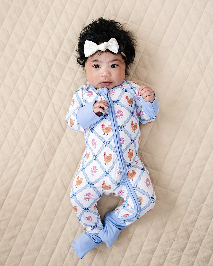 Bamboo Zip Romper | Chickens & Flowers