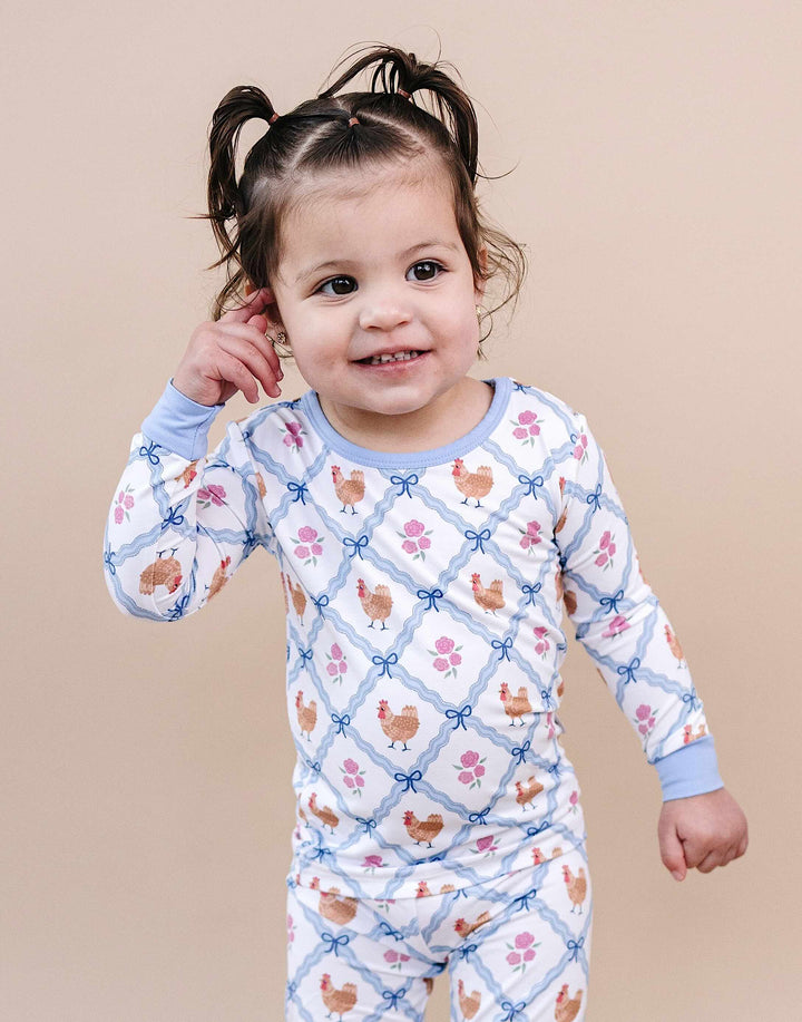 Bamboo Two Piece Set | Chickens & Flowers