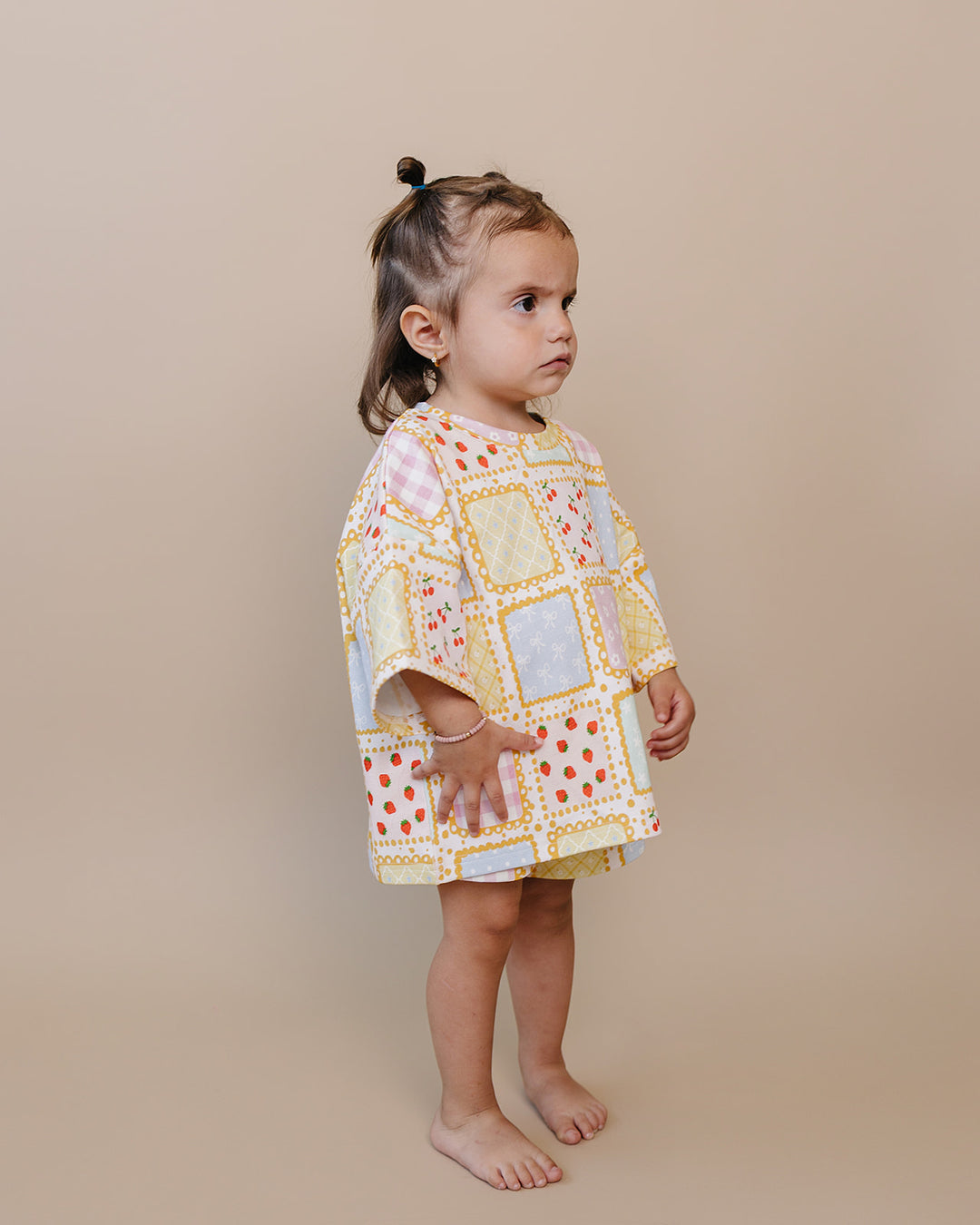 Sweet Patchwork Cotton Shorts Set — baby in patchwork-print summer two-piece, Lucky Panda Kids
