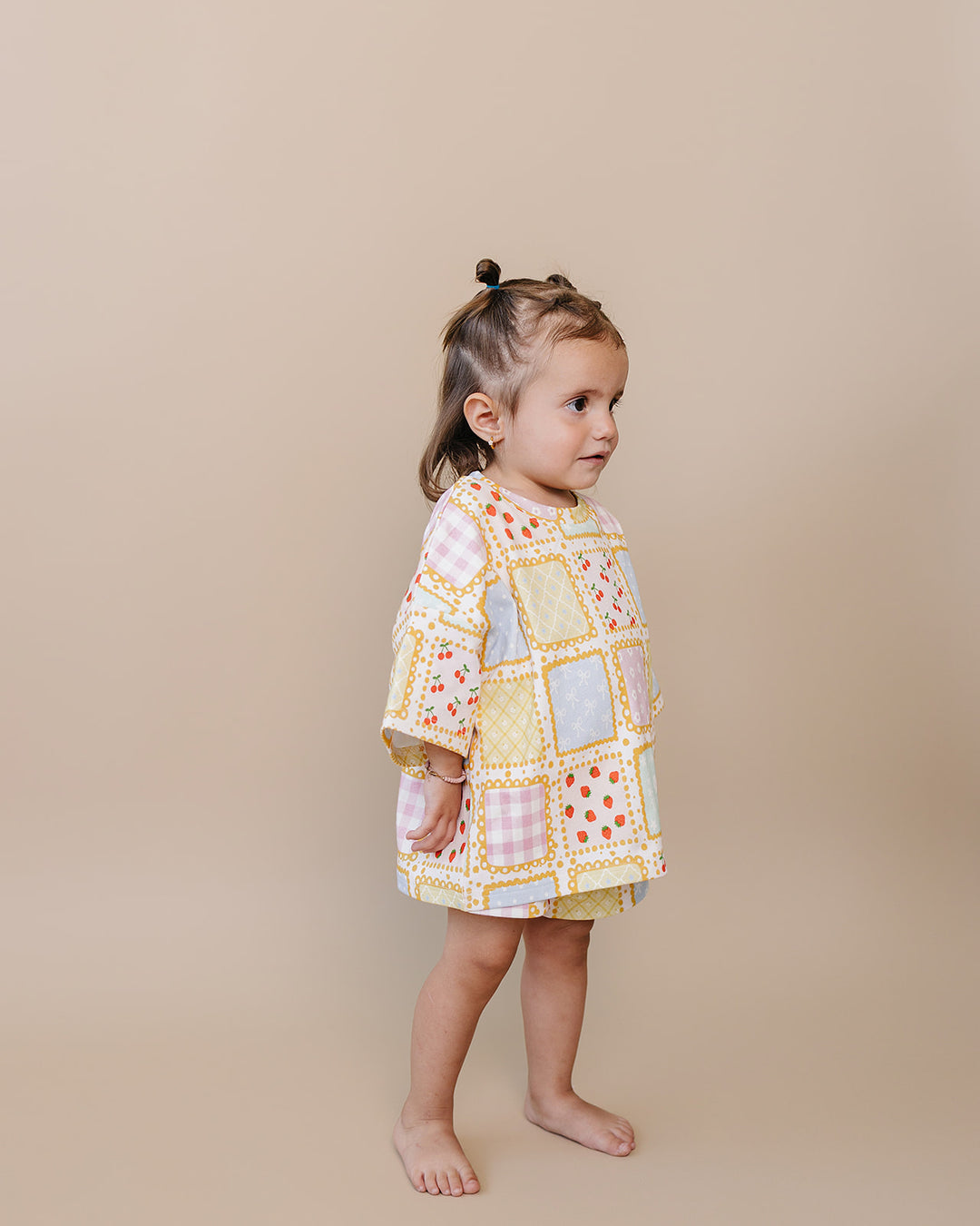 Sweet Patchwork Cotton Shorts Set — baby in patchwork-print summer two-piece, Lucky Panda Kids

