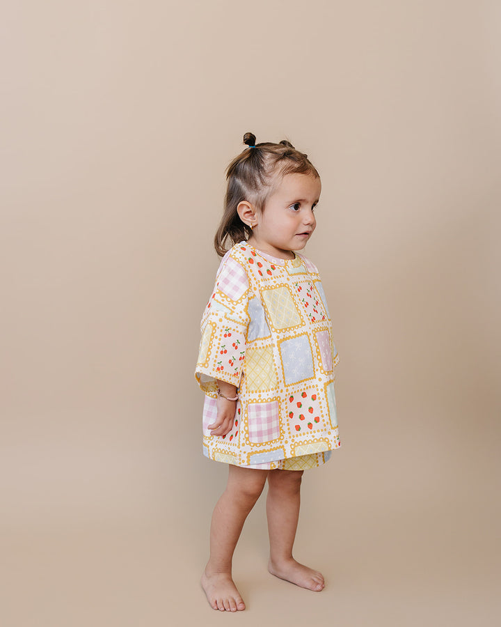 Sweet Patchwork Cotton Shorts Set — baby in patchwork-print summer two-piece, Lucky Panda Kids
