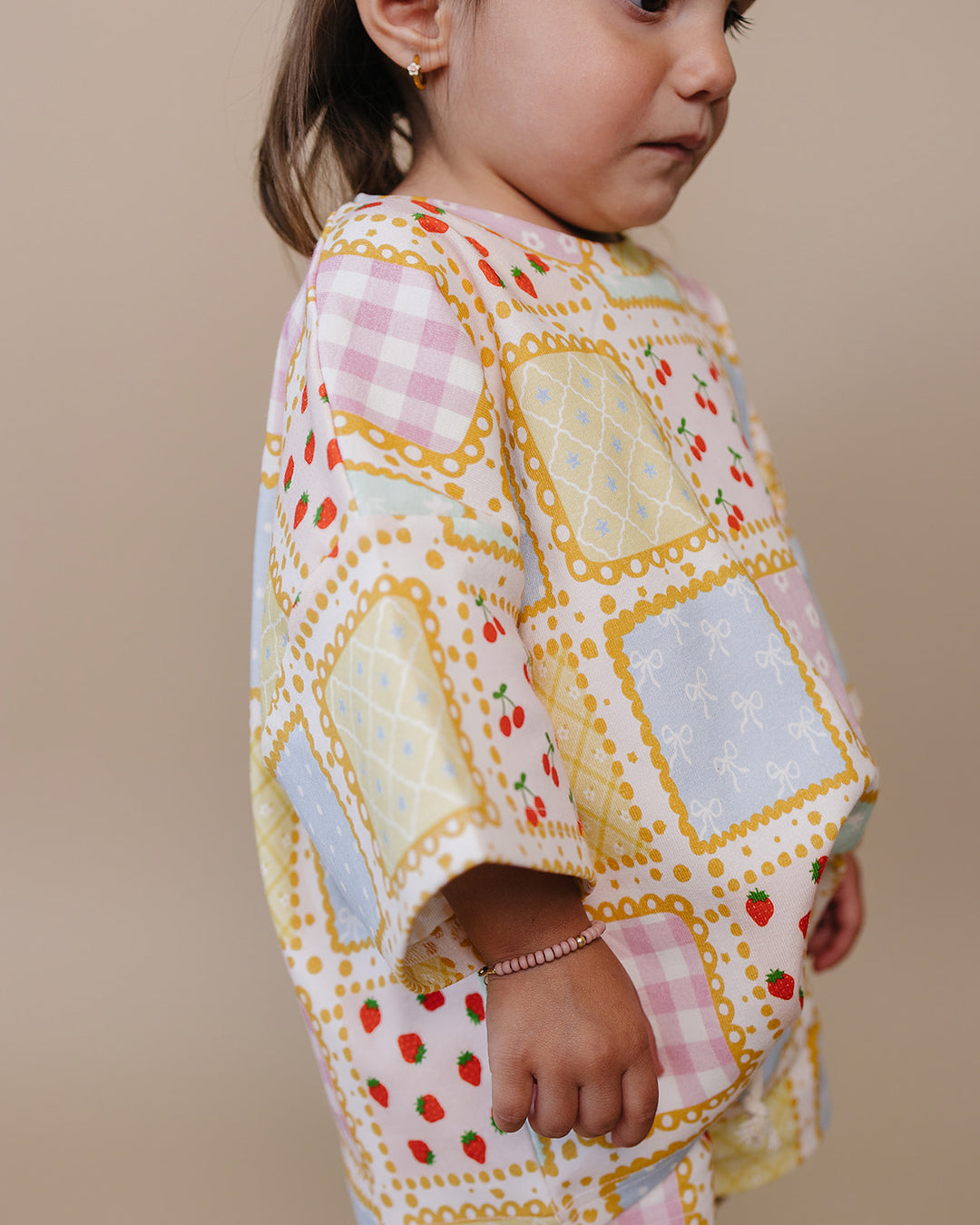 Sweet Patchwork Cotton Shorts Set — baby in patchwork-print summer two-piece, Lucky Panda Kids
