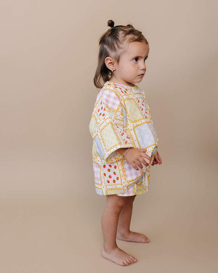 Sweet Patchwork Cotton Shorts Set — baby in patchwork-print summer two-piece, Lucky Panda Kids
