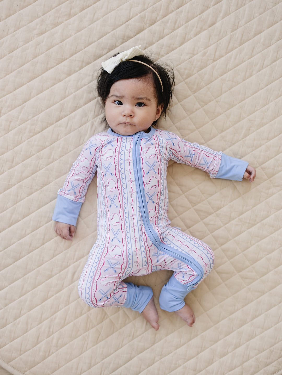 Bamboo Zip Romper | Baseball Girl