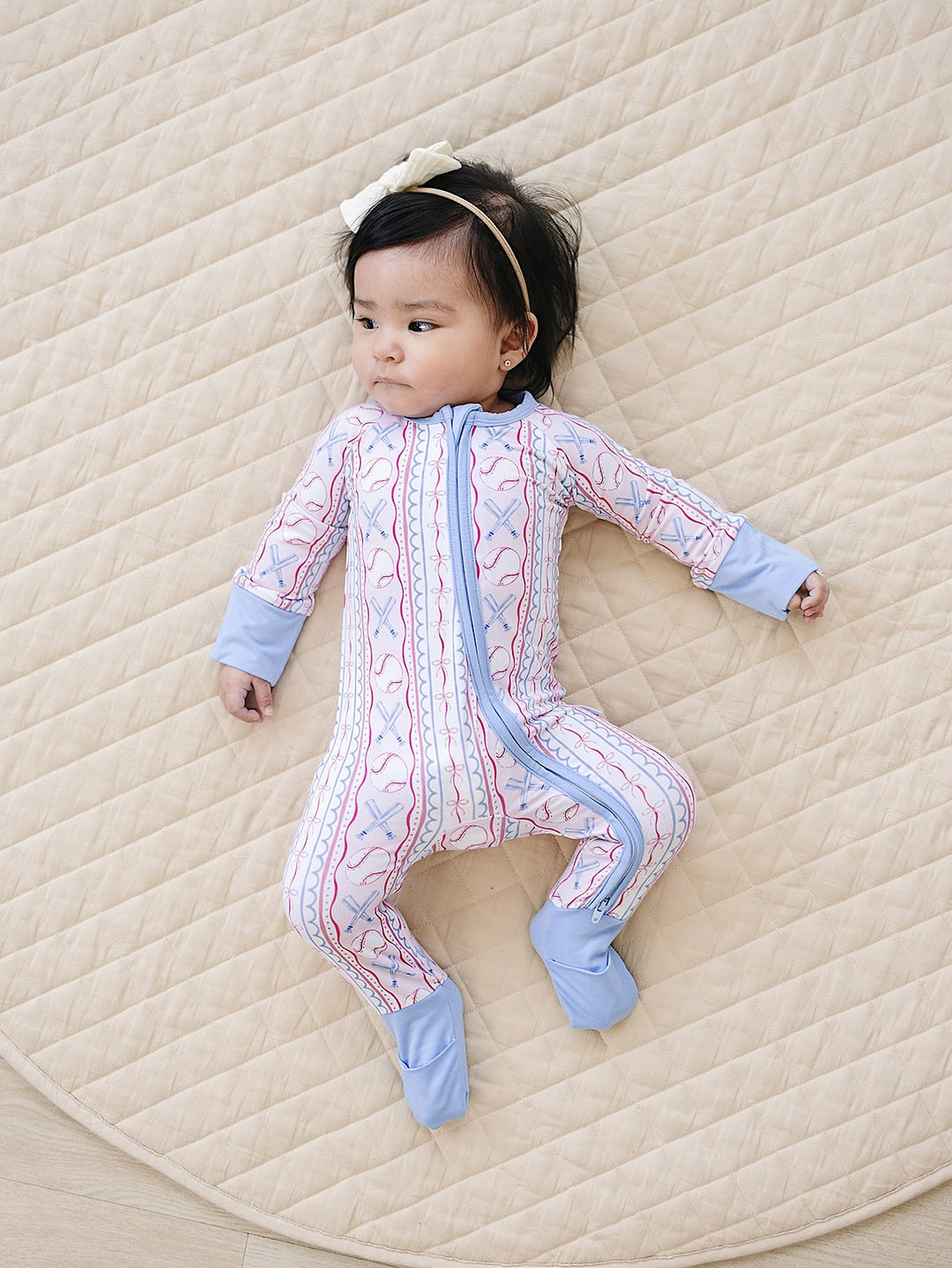 Bamboo Zip Romper | Baseball Girl