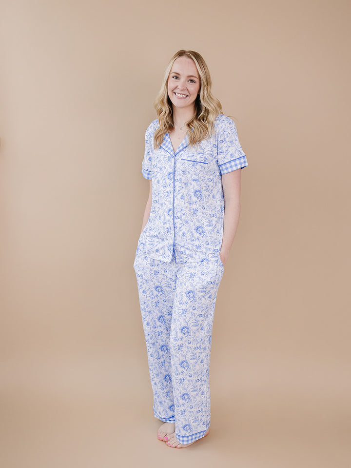 Bamboo Women's Pajamas| Blue Flowers