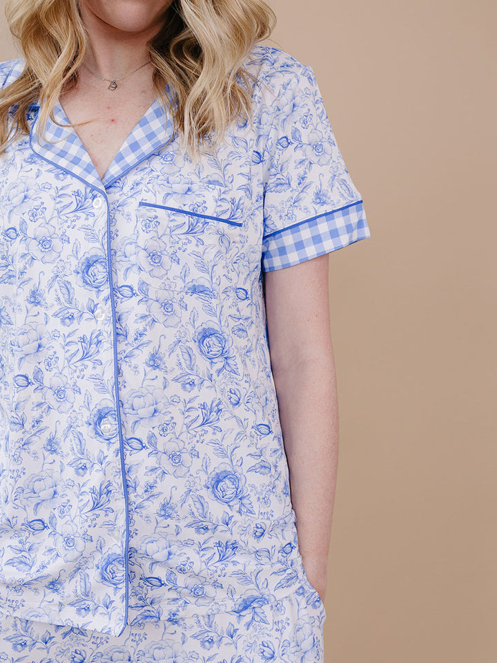 Bamboo Women's Pajamas| Blue Flowers