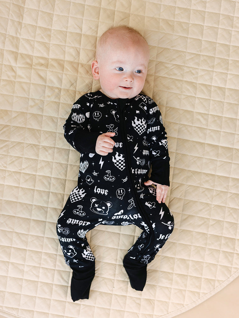Bamboo Zip Romper | Wild Heart – LUCKY PANDA KIDS