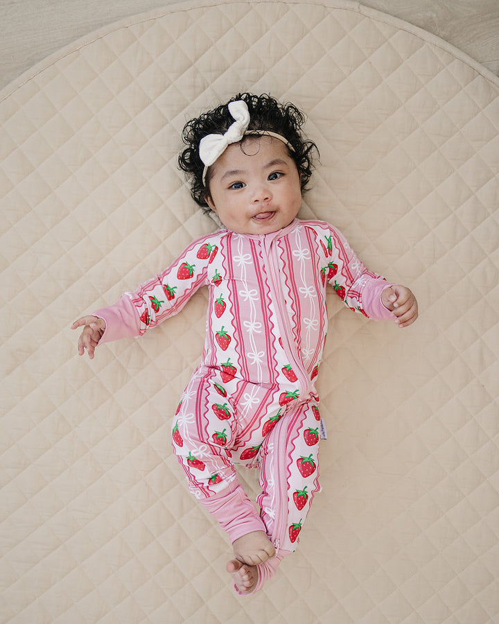 Bamboo Zip Romper | Strawberry
