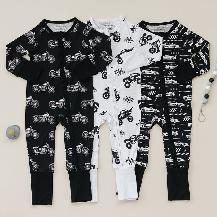 Bamboo Zip Romper | Born to Ride Black