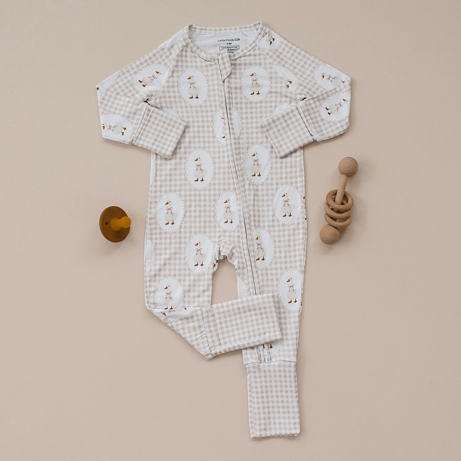 Bamboo Zip Romper | Gingham & Goose – LUCKY PANDA KIDS