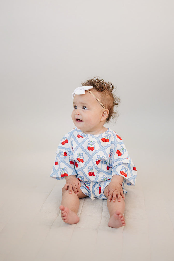 Sweet Cherry Cotton Shorts Set — baby girl in cherry-print summer two-piece, Lucky Panda Kids