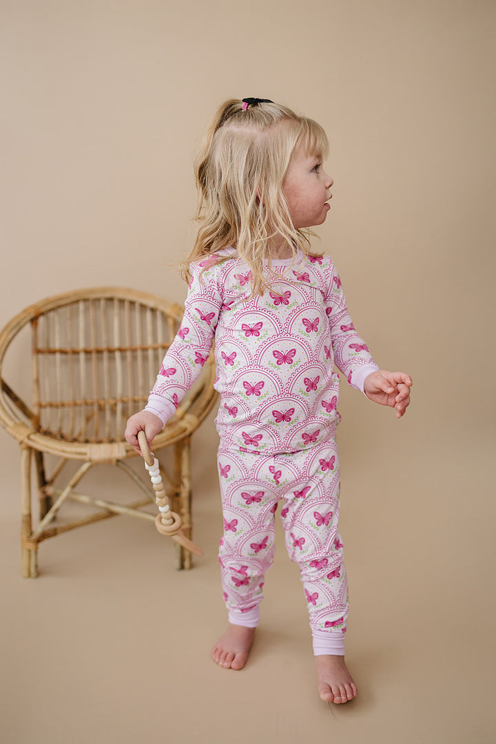 Bamboo Two Piece Set | Pink Butterfly