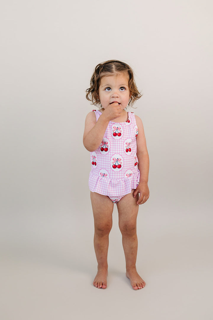 One Piece Swimsuit | Gingham Cherry