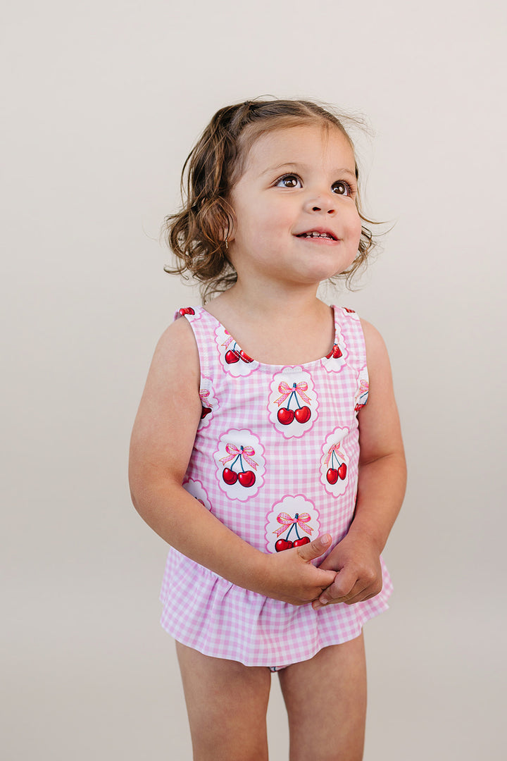One Piece Swimsuit | Gingham Cherry