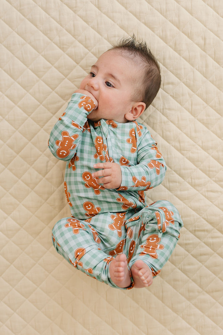 Bamboo Zip Romper | Gingerbread Gingham