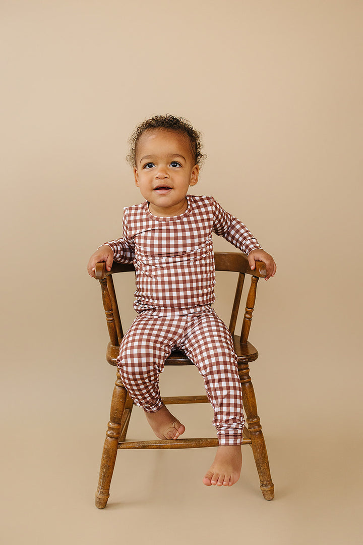 Bamboo Two Piece Set | Chocolate Gingham