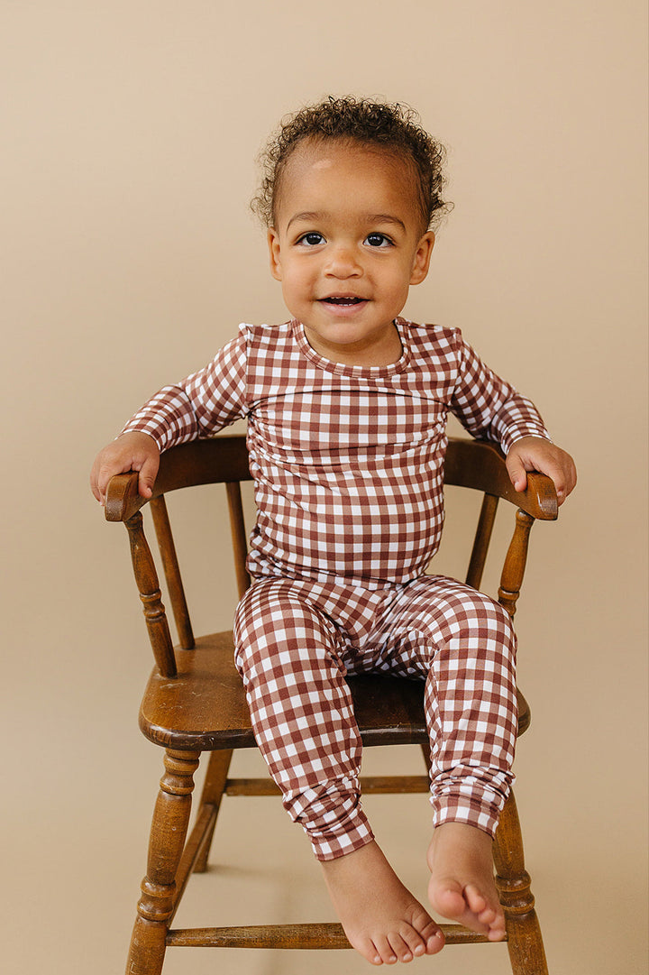 Bamboo Two Piece Set | Chocolate Gingham
