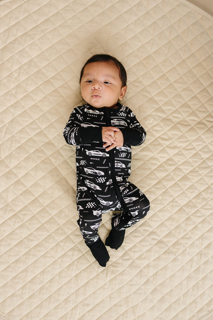 Bamboo Zip Romper | Race Cars
