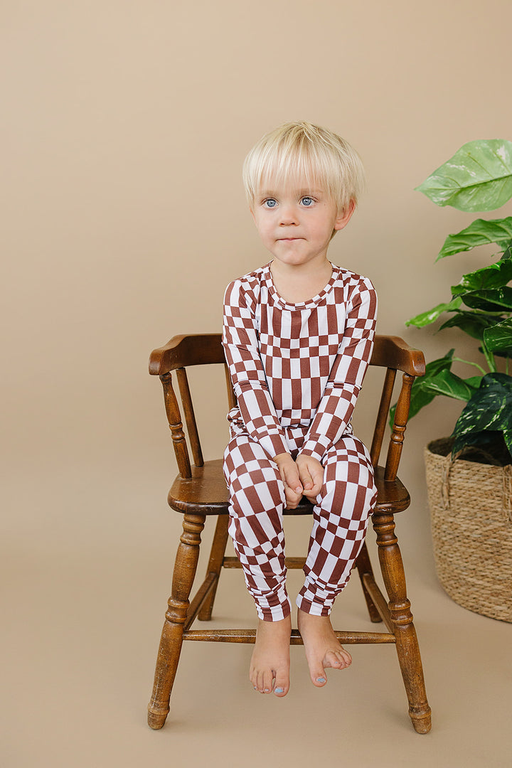 Bamboo Two Piece Set | Chocolate Checkered