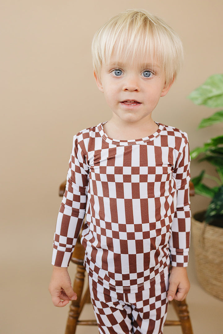 Bamboo Two Piece Set | Chocolate Checkered
