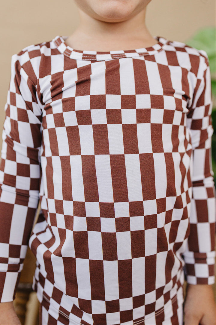 Bamboo Two Piece Set | Chocolate Checkered