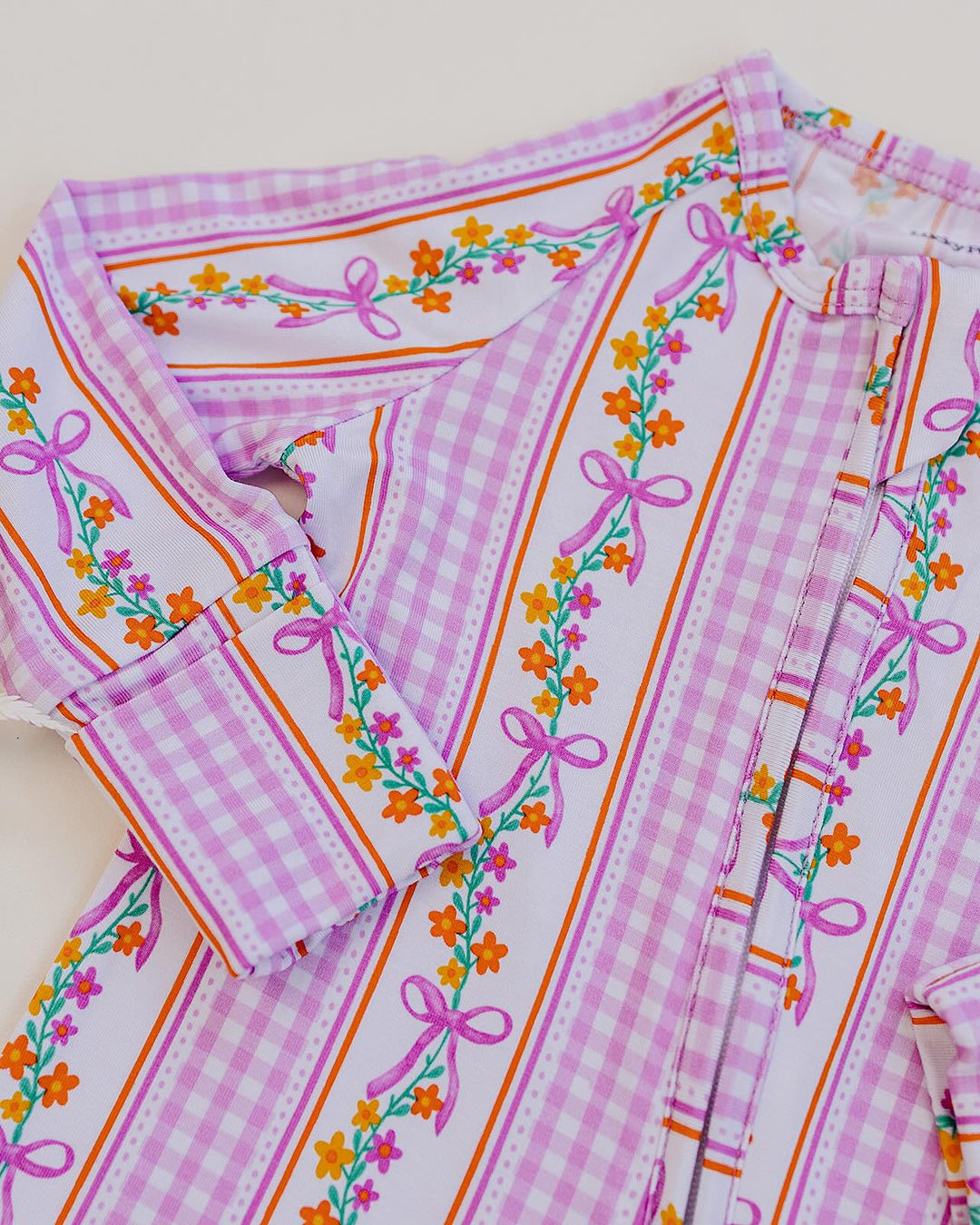 Bamboo Zip Romper | Gingham & Flowers