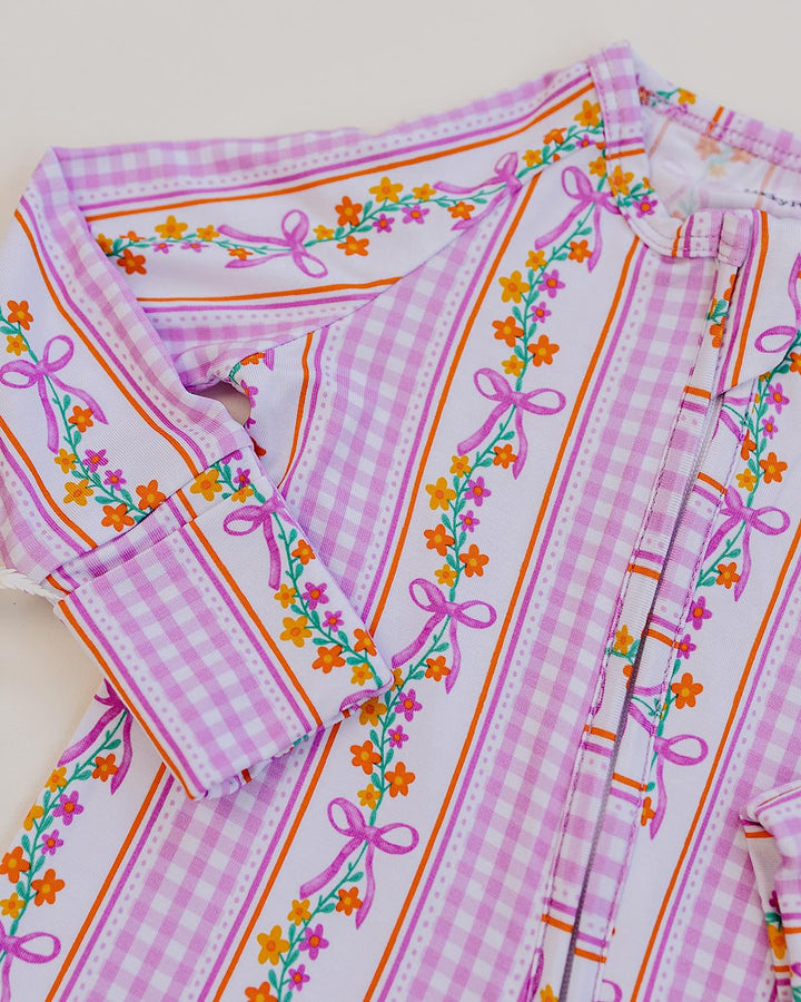 Bamboo Zip Romper | Gingham & Flowers