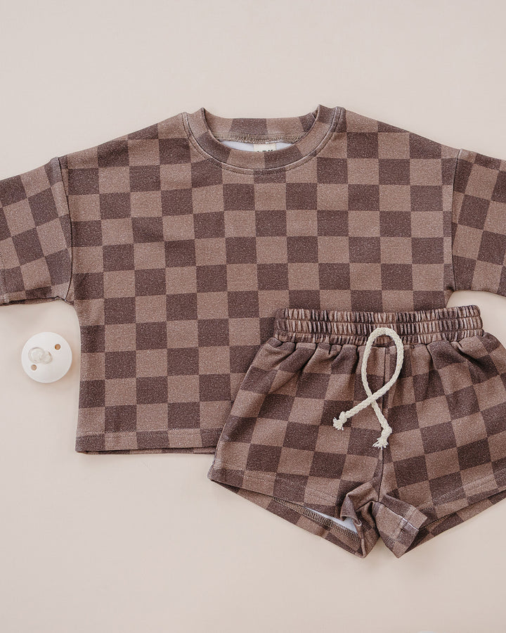 Shorts Set | Espresso Checkered