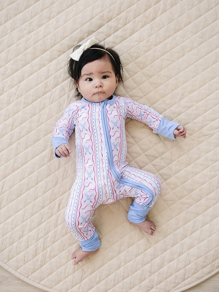 Bamboo Zip Romper | Baseball Girl