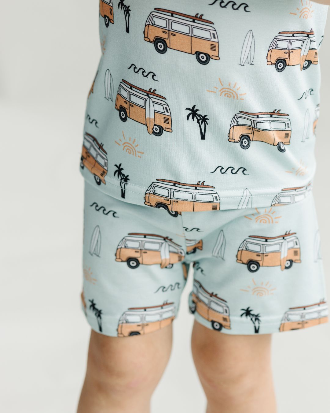 Bamboo Shorts Set | Retro Beach - Romper - LUCKY PANDA KIDS