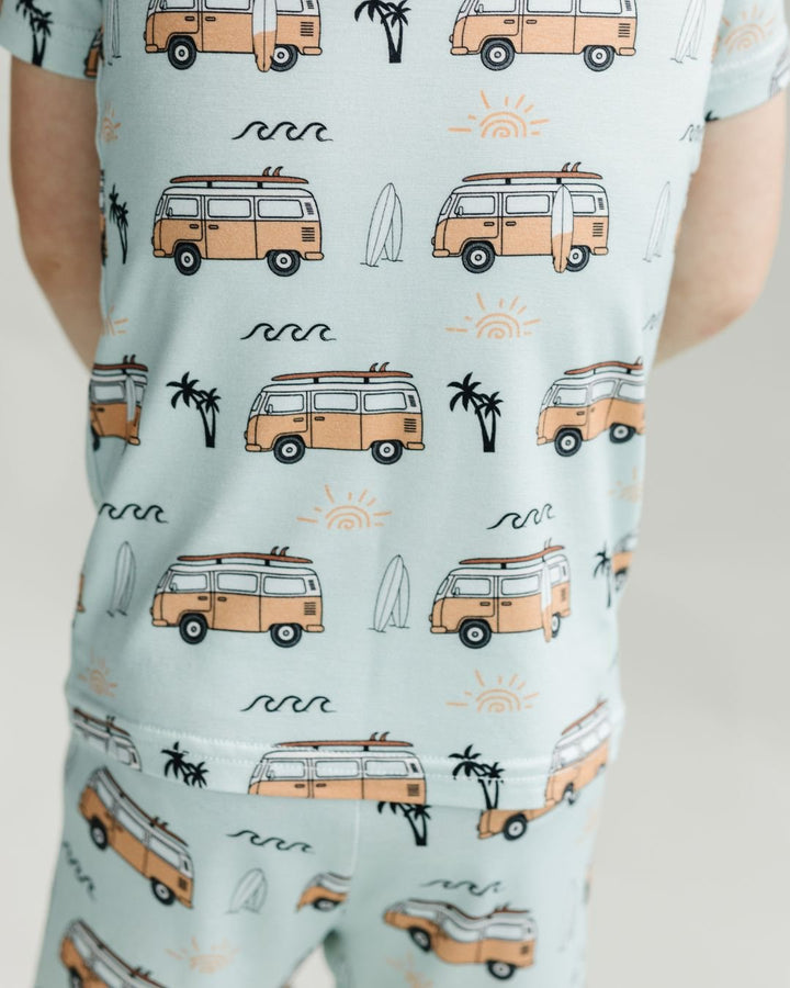 Bamboo Shorts Set | Retro Beach - Romper - LUCKY PANDA KIDS