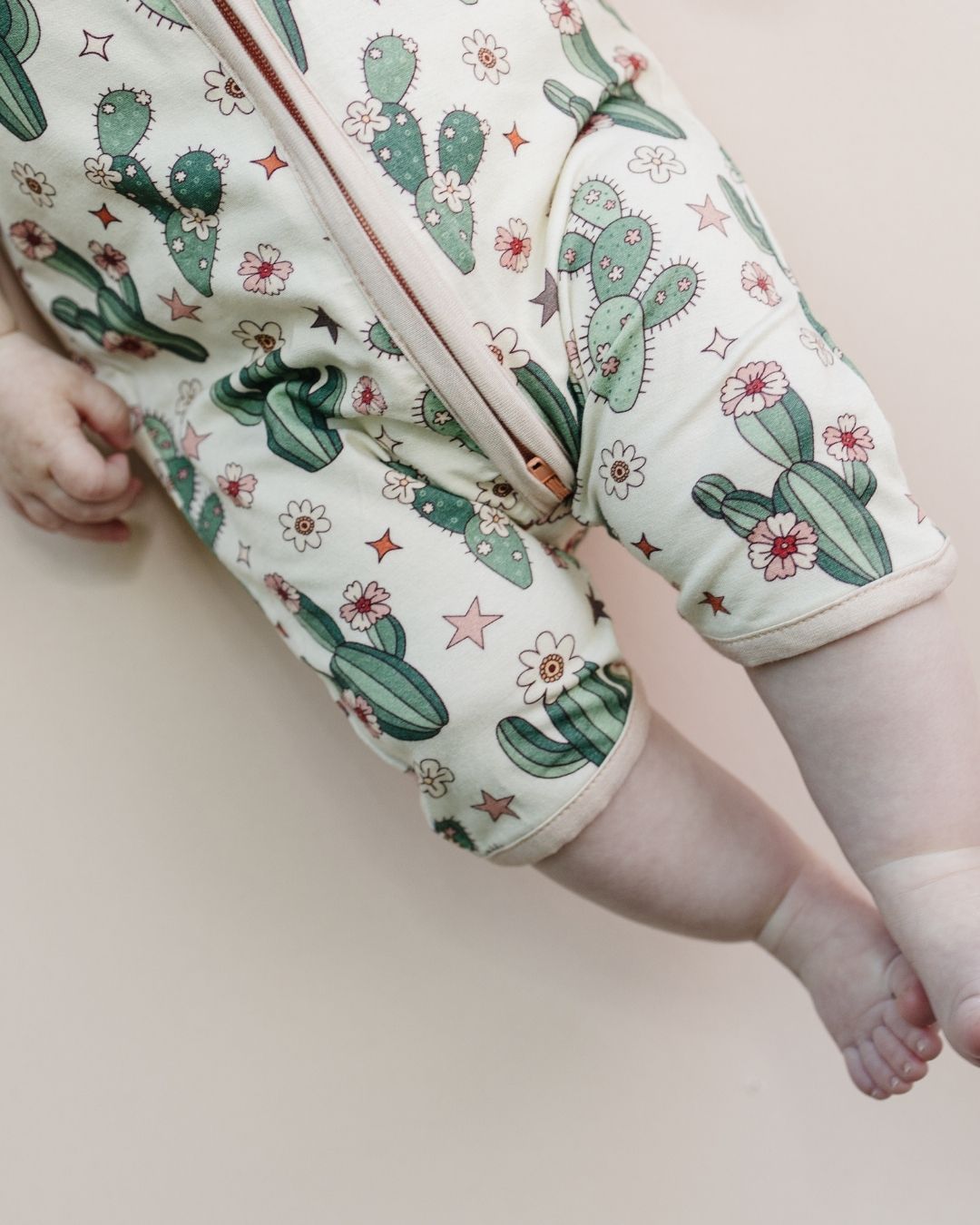 Bamboo Shorty Romper | Cactus Flowers - Romper - LUCKY PANDA KIDS