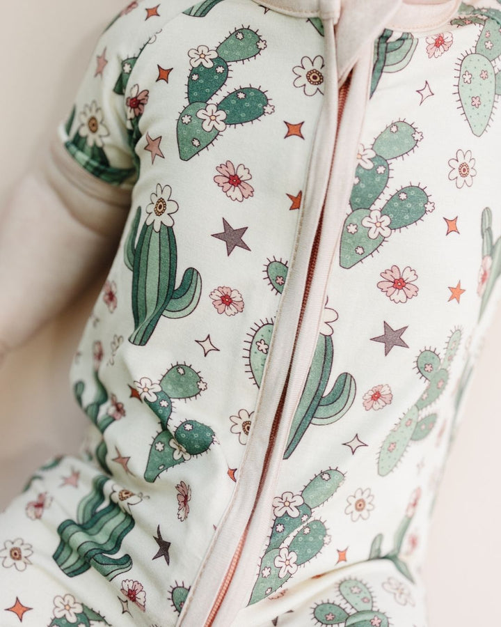 Bamboo Shorty Romper | Cactus Flowers - Romper - LUCKY PANDA KIDS