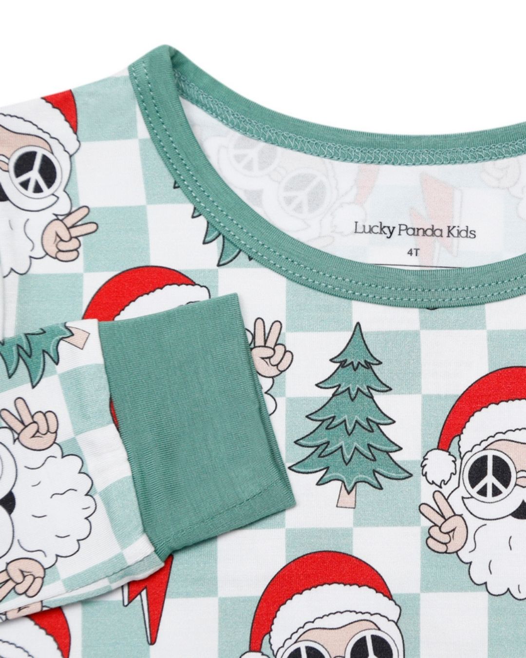 Bamboo Two Piece Set | Checkered Santa - Two - piece set - LUCKY PANDA KIDS