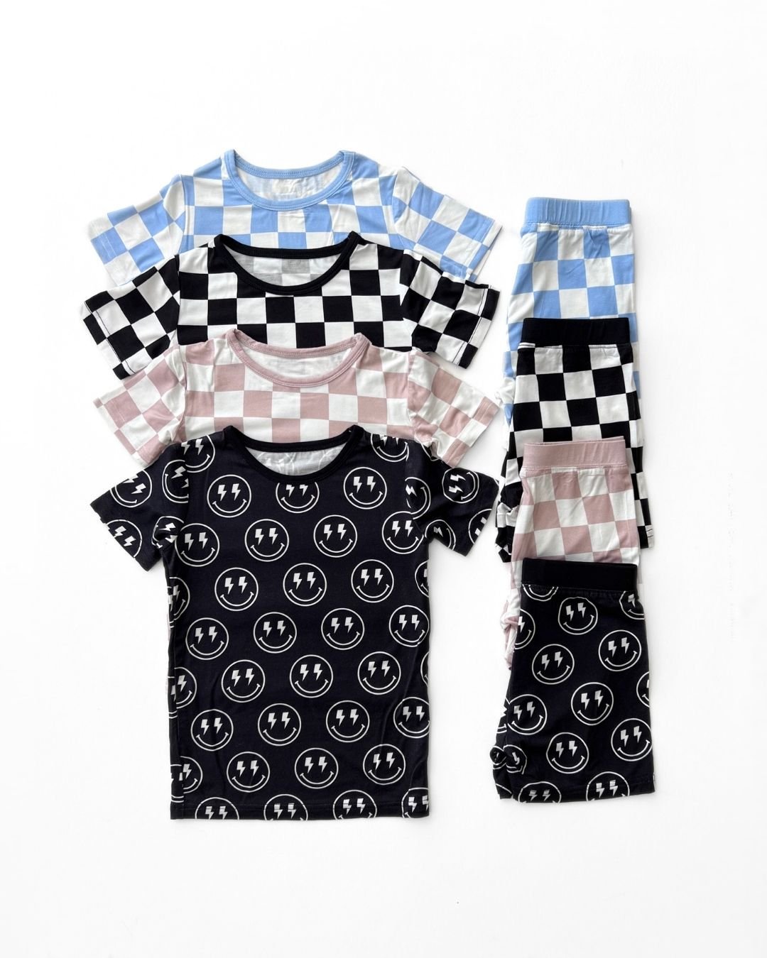 Bamboo Two Piece Shorts Set | Black Checkered - Two - piece set - LUCKY PANDA KIDS