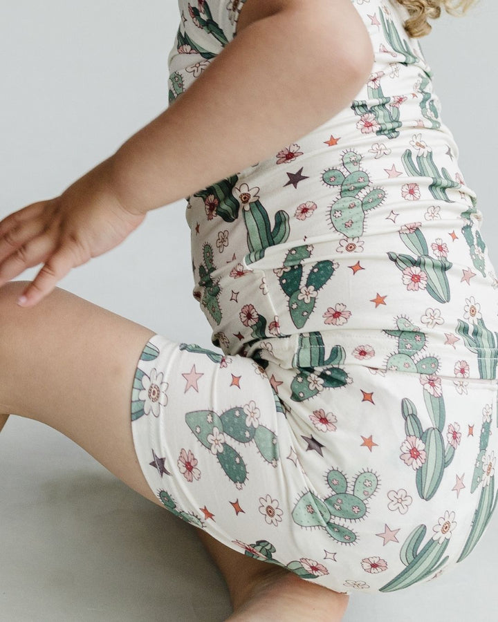 Bamboo Two Piece Shorts Set | Cactus Flowers - Two - piece set - LUCKY PANDA KIDS