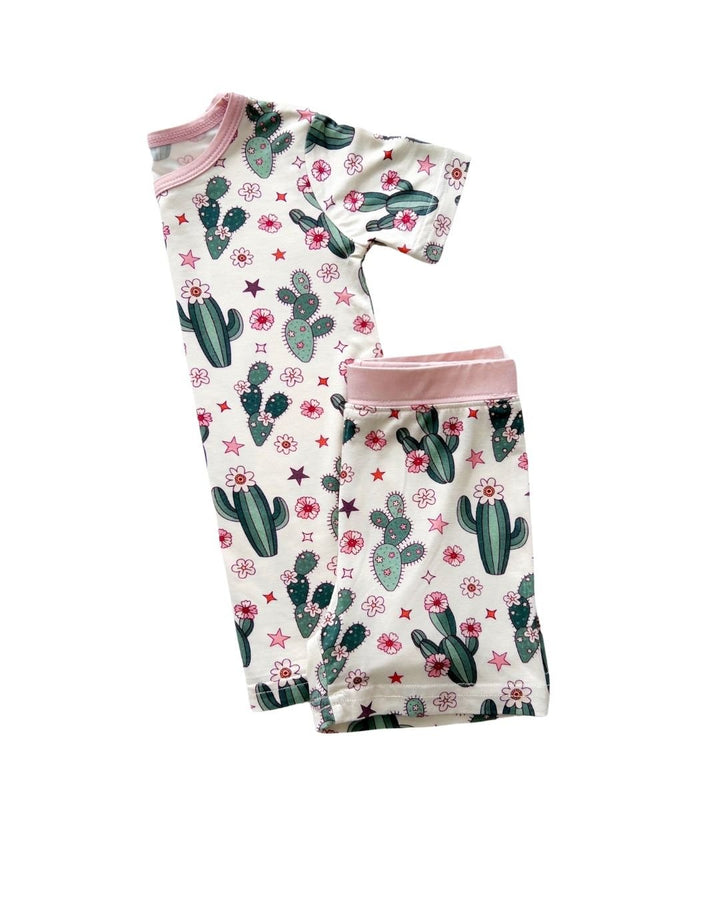 Bamboo Two Piece Shorts Set | Cactus Flowers - Two - piece set - LUCKY PANDA KIDS