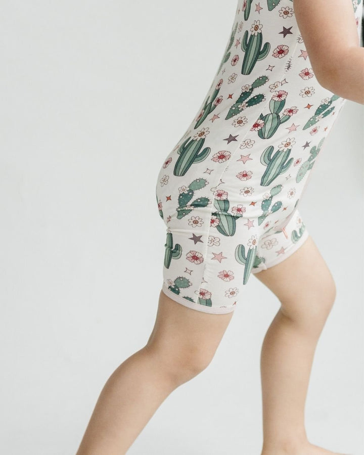 Bamboo Two Piece Shorts Set | Cactus Flowers - Two - piece set - LUCKY PANDA KIDS