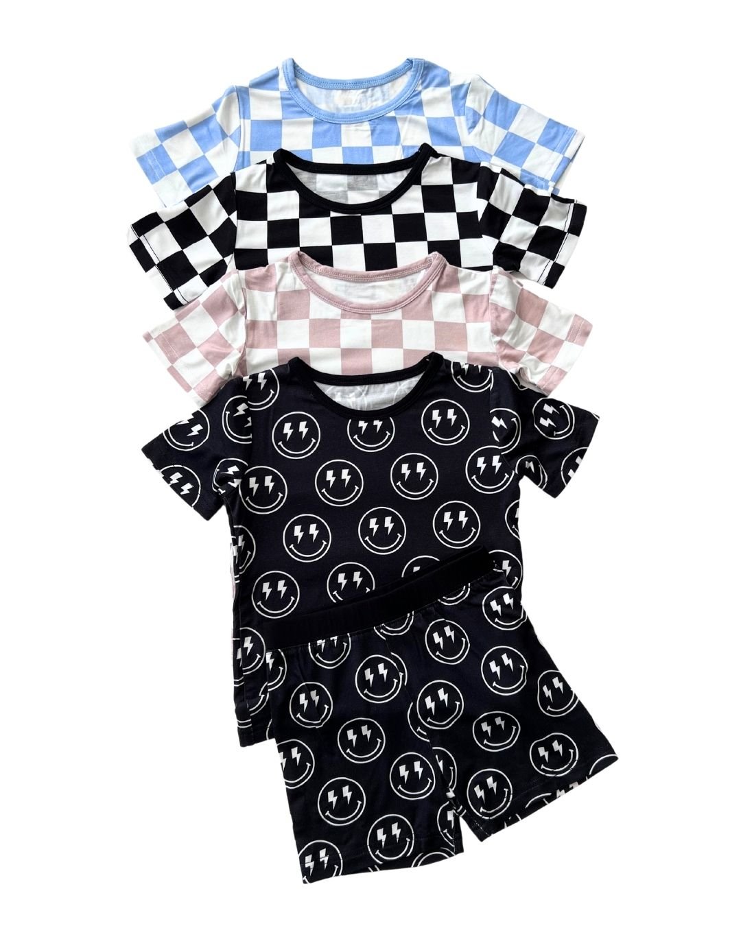 Bamboo Two Piece Shorts Set | Electric Smiley - Two - piece set - LUCKY PANDA KIDS