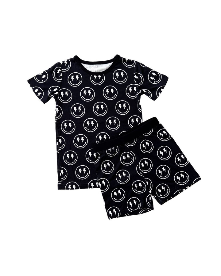 Bamboo Two Piece Shorts Set | Electric Smiley - Two - piece set - LUCKY PANDA KIDS