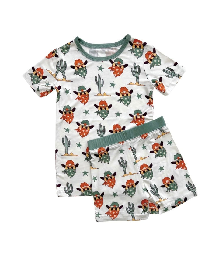 Bamboo Two Piece Shorts Set | Smiley Cowboy - Two - piece set - LUCKY PANDA KIDS