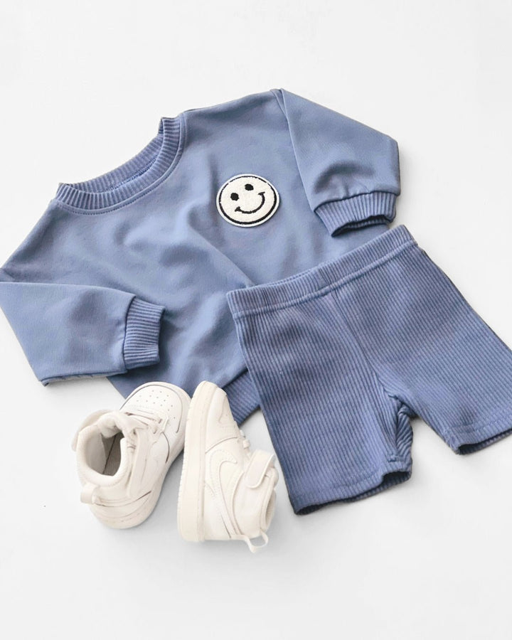 Biker Shorts Set | Blue - LUCKY PANDA KIDS