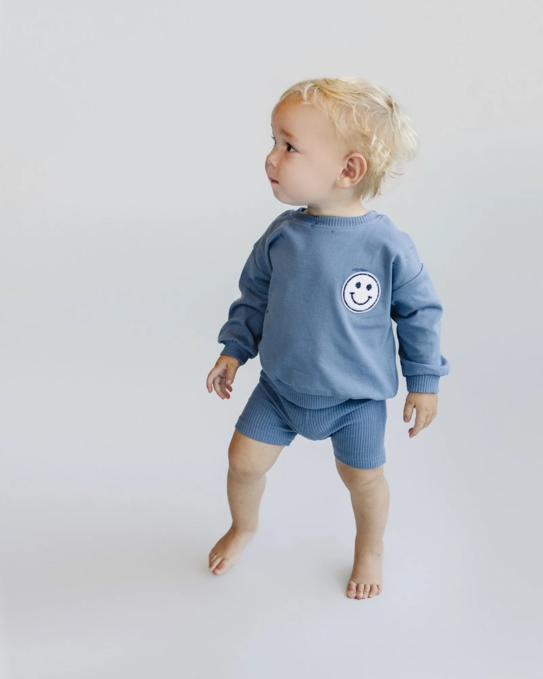 Biker Shorts Set | Blue - LUCKY PANDA KIDS