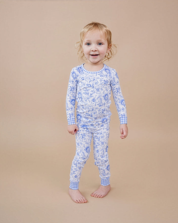 Bamboo Two Piece Set | Blue Flowers