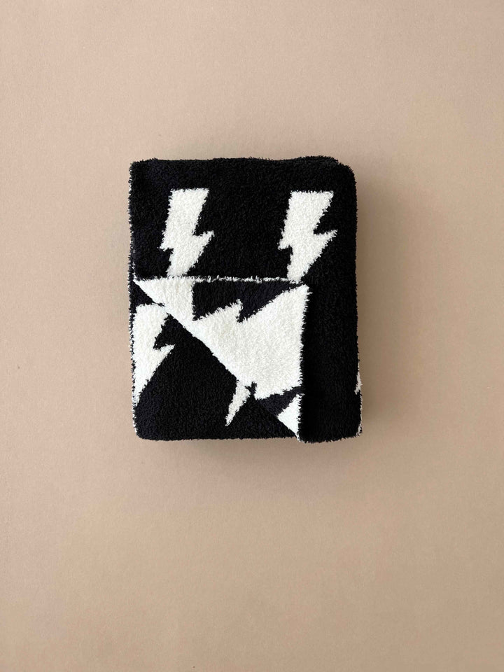 Lightning Bolt Fuzzy Blanket | Black