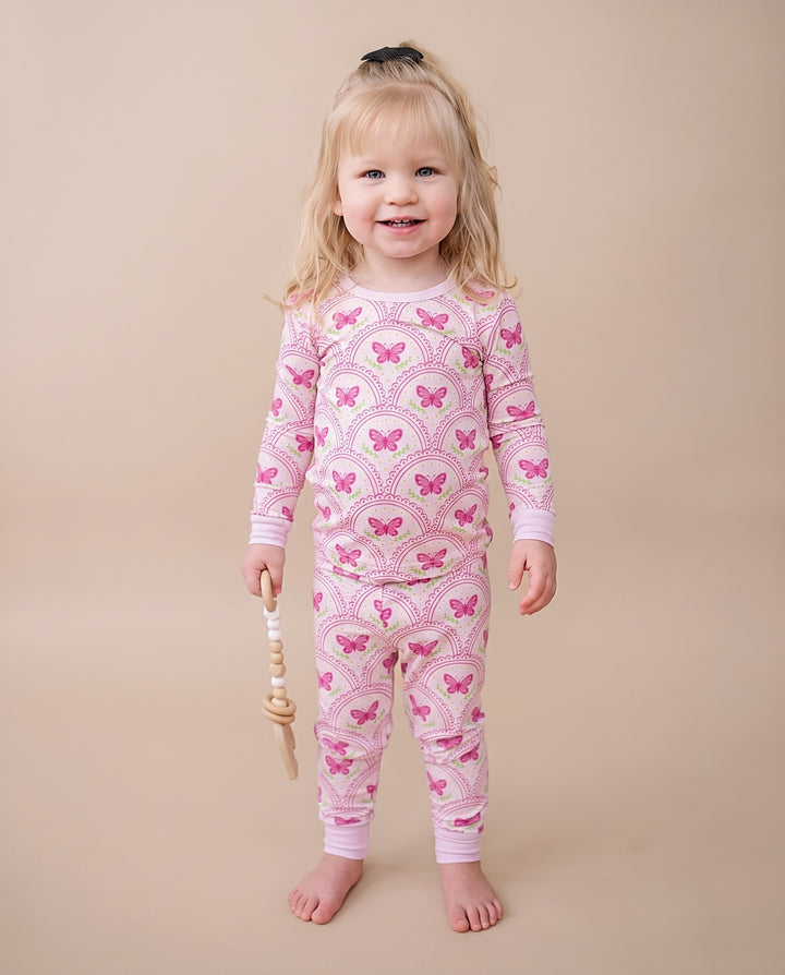 Bamboo Two Piece Set | Pink Butterfly