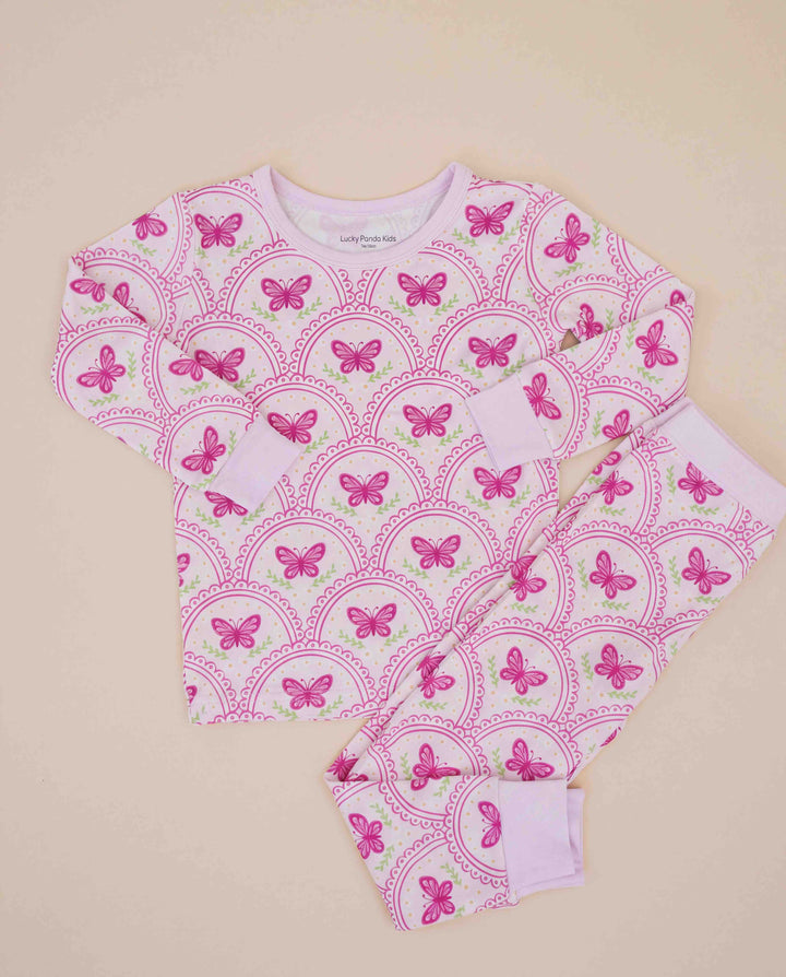 Bamboo Two Piece Set | Pink Butterfly